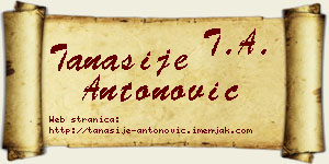 Tanasije Antonović vizit kartica